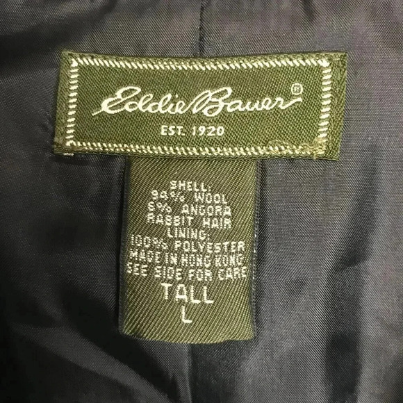 Eddie Bauer black wool/angora blend button front blazer/jacket  large tall M10 - Picture 3 of 5